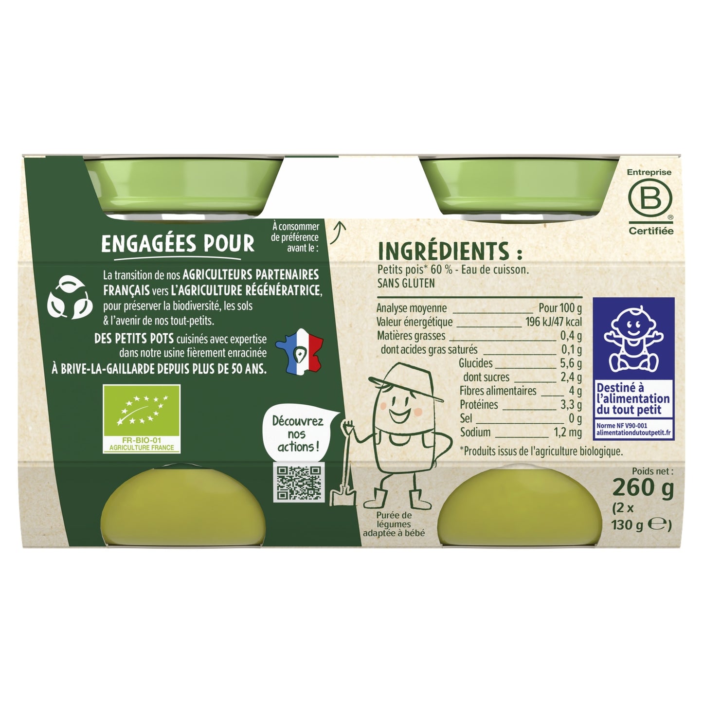 Baby Dish From 4 to 6 Months Peas Les R[eacute]coltes Bio BLEDINA
