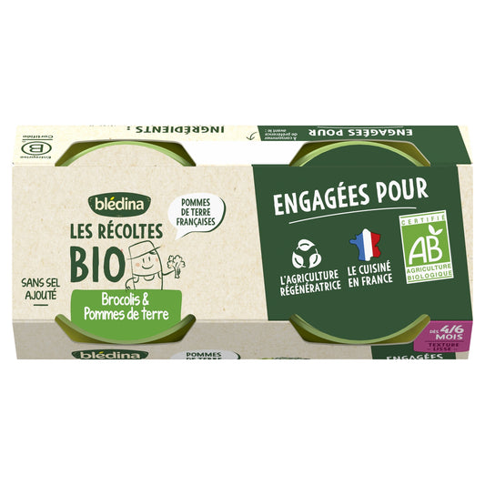 Baby Meal From 4 to 6 Months Broccoli Potatoes Les Récoltes Bio BLEDINA