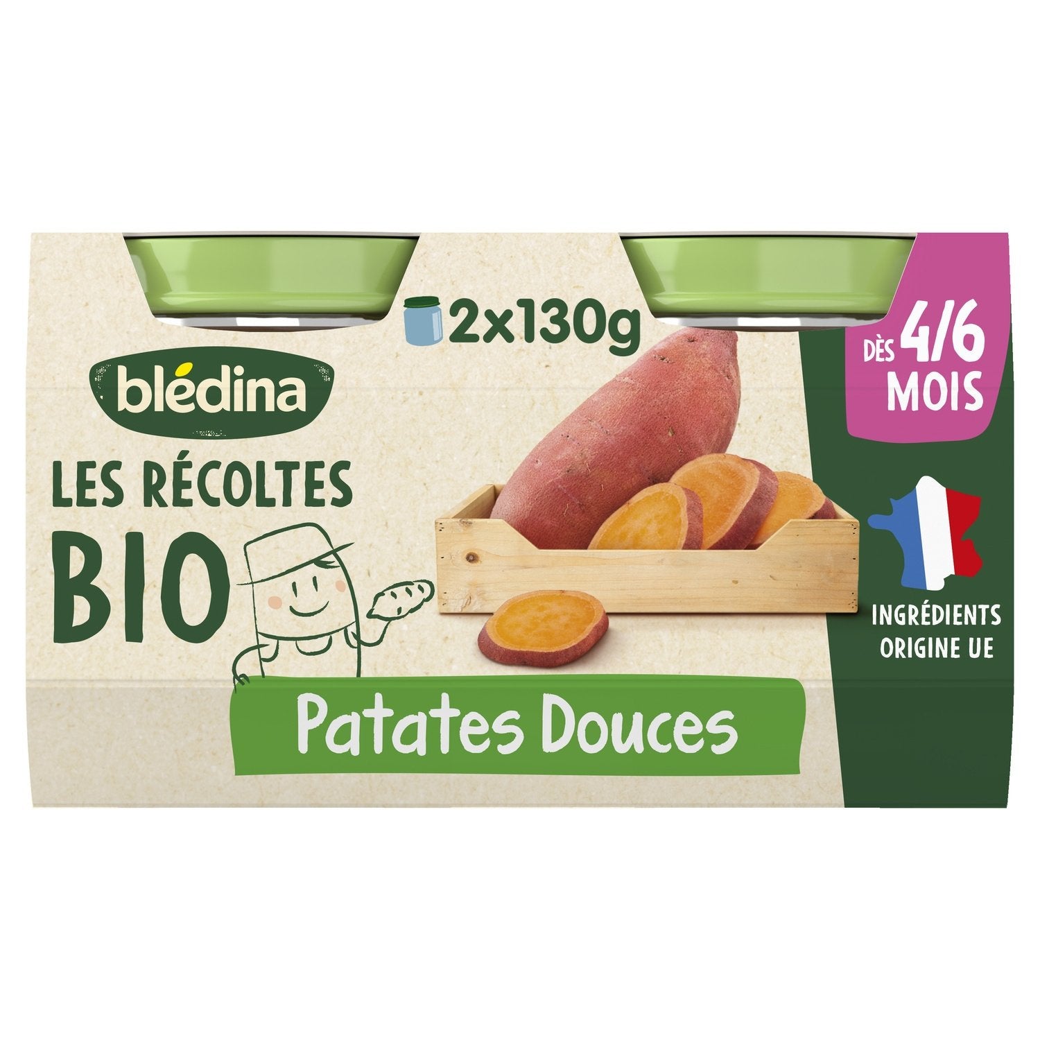 Plat Bébé Dès 4 à 6 Mois Patate Douce les Récoltes Bio BLEDINA les 2 pots de 130g