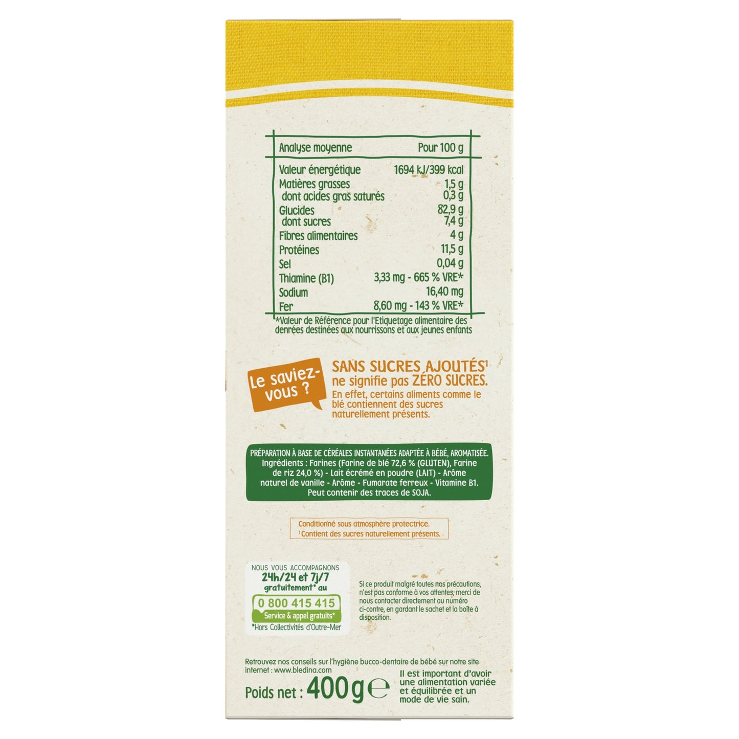 Baby Cereals From 12 Months Vanilla Flavor Growth Blédine BLEDINA