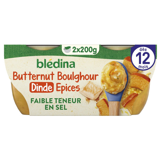 Plat Bébé Dès 12 Mois Butternut Boulghour Dinde Idées de Maman BLEDINA les 2 bols de 200g