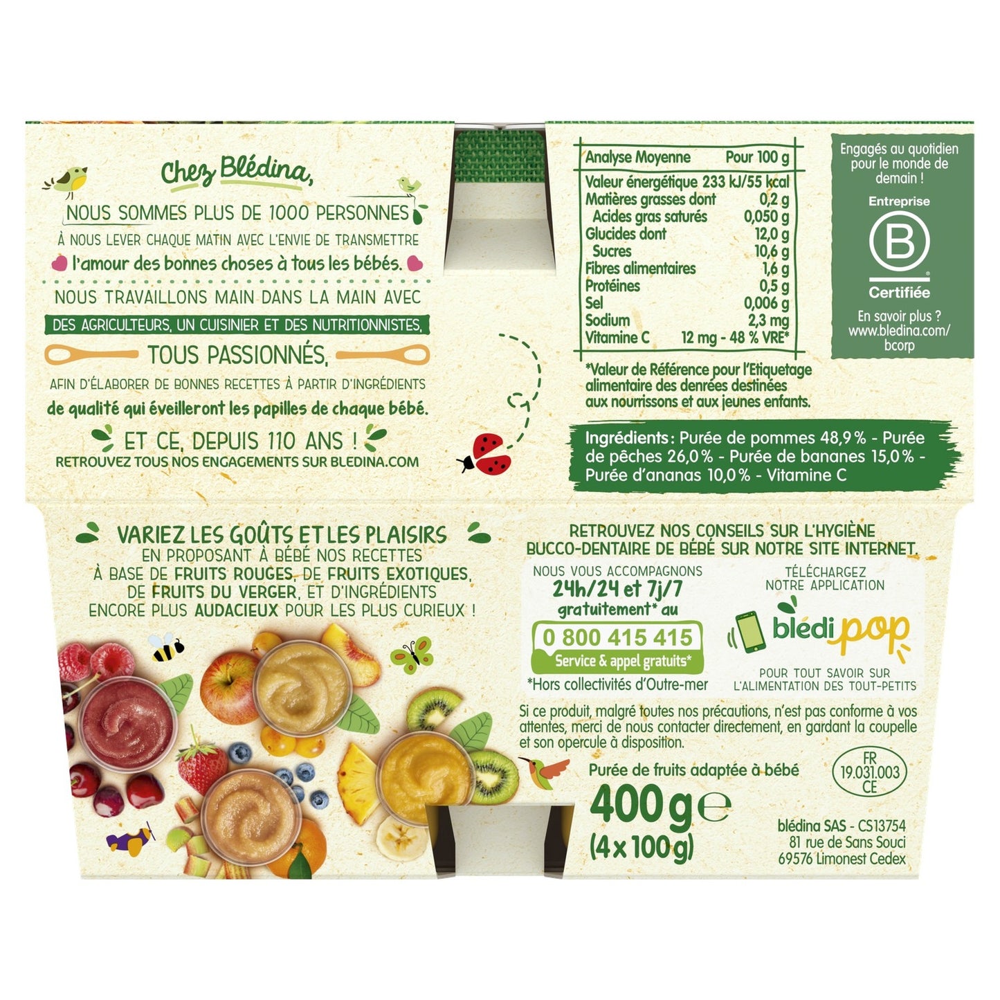 BLEDINA Fruit Harmony Baby Compotes from 6 Months