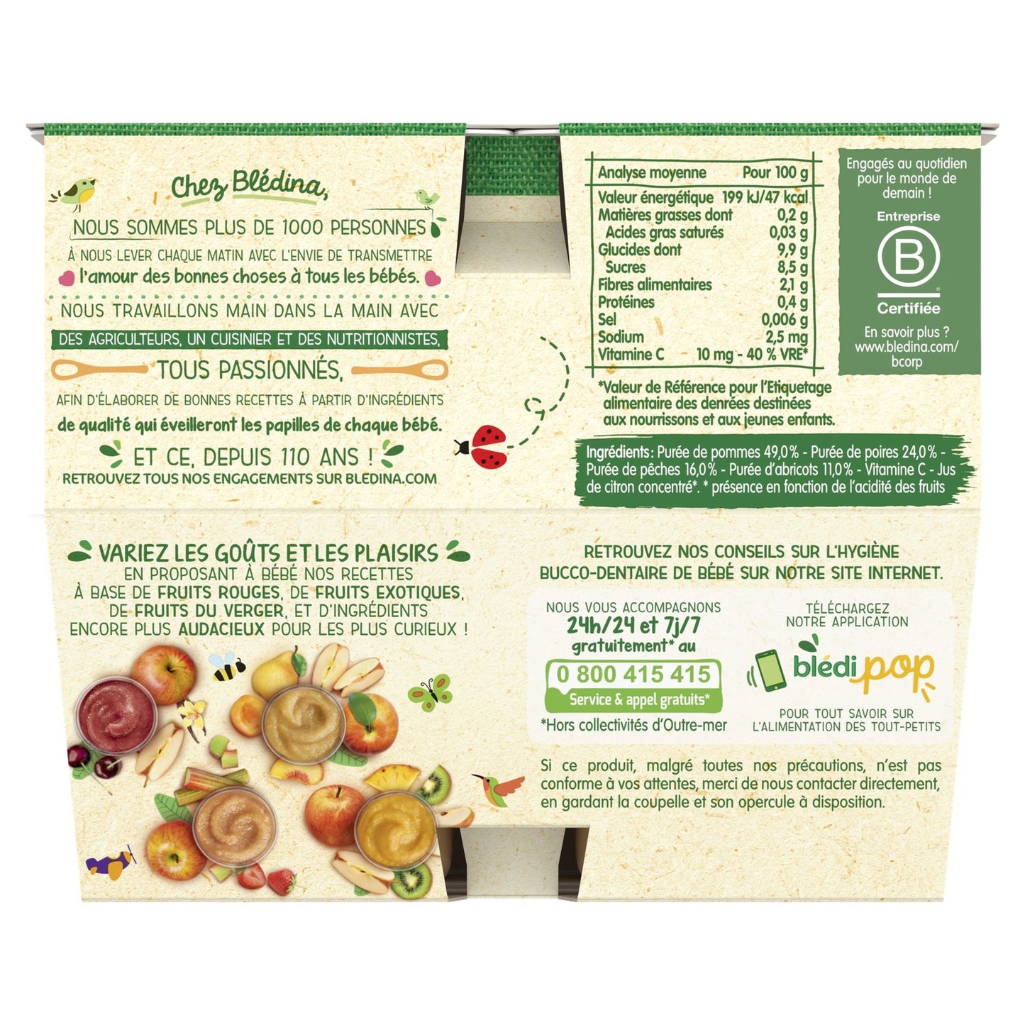 Baby Fruit Puree From 6 Months BLEDINA Orchard Fruits