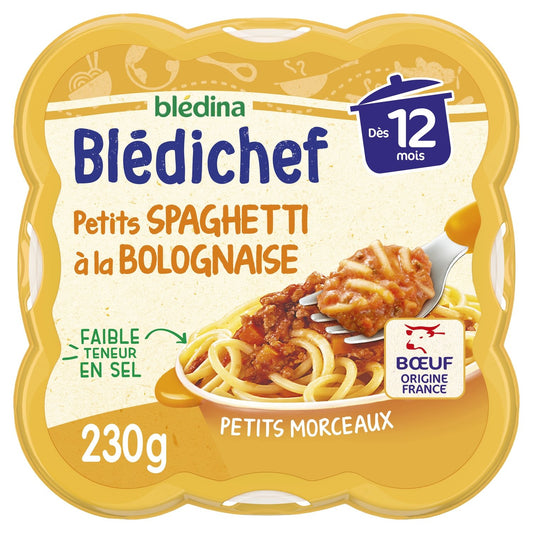 Plat Bébé Dès 12 Mois Spaghetti Bolognaise Blédichef BLEDINA l'assiette de 230g