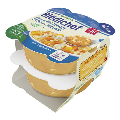 Plat Bébé Dès 18 Mois Etuvée de Butternut Pâtes et Cabillaud Blédichef BLEDINA
