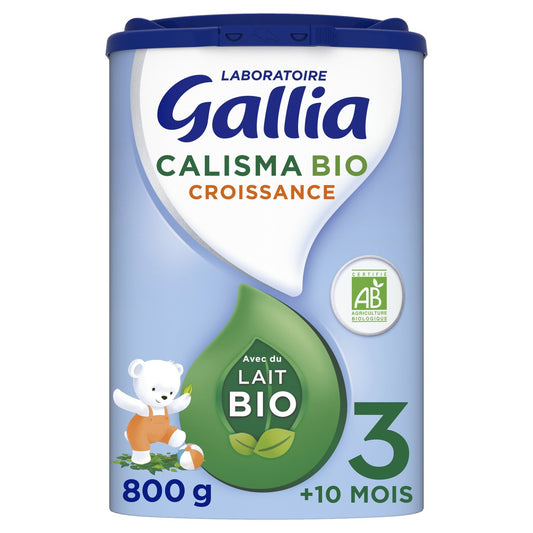 Lait Bébé en Poudre 3ème Âge Dès 10 Mois Bio Calisma Croissance GALLIA la boîte de 800g