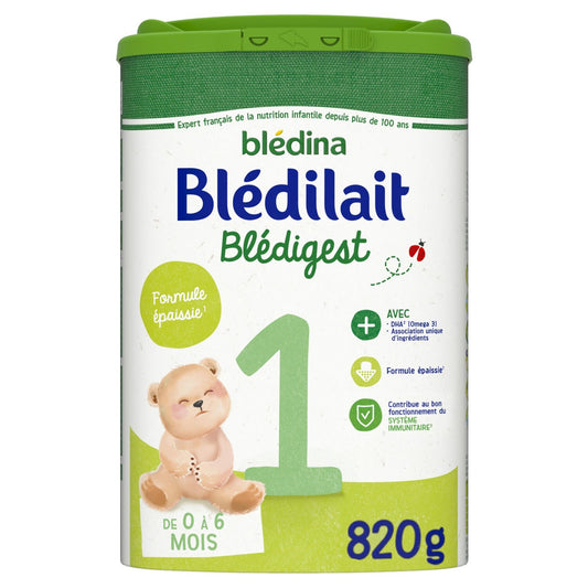 Lait Bébé en Poudre 1er Âge Dès la Naissance Blédigest BLEDINA la boîte de 820g