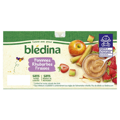 Compotes Bébé Dès 8 Mois Pommes Rhubarbes Fraises BLEDINA