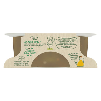 Baby Meal From 15 Months Duo of Carrot, Eggplant, Lentil and Quinoa Les Récoltes Bio BLEDINA