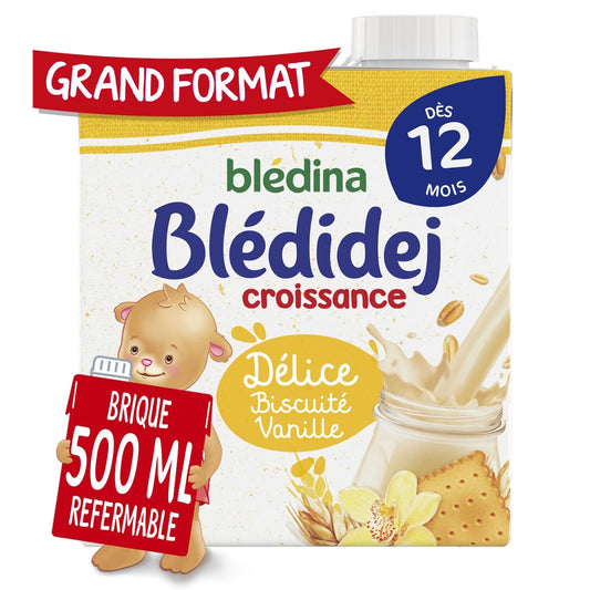 Céréales Bébé Dès 12 Mois Délice Biscuité Vanille Croissance Blédidej BLEDINA la brique de 500mL