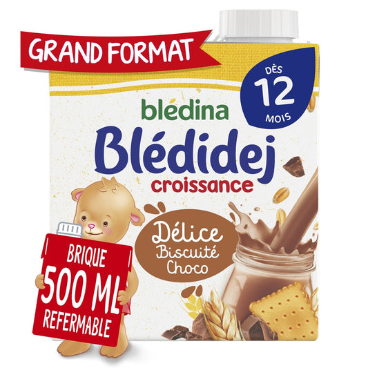 Céréales Bébé Dès 12 Mois Saveur Délice Biscuité Choco Croissance Blédidej BLEDINA la brique de 500ml