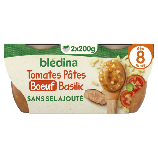 Plat Bébé Dès 8 Mois Tomates Petites Pâtes Bœuf Idées Maman BLEDINA les 2 bols de 200g