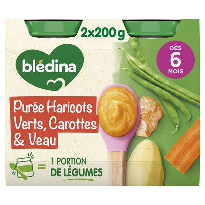 [ANTI-GASPILLAGE] Plat Bébé Dès 6 Mois Haricots Verts Carottes Veau BLEDINA - Date de durabilité minimale : 17/10/2025