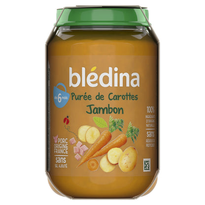 Plat Bébé Dès 6 Mois Purée de Carottes Jambon BLEDINA