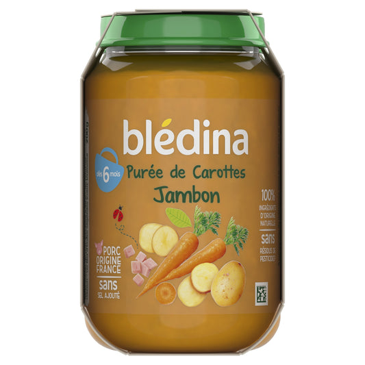 Plat Bébé Dès 6 Mois Purée de Carottes Jambon BLEDINA