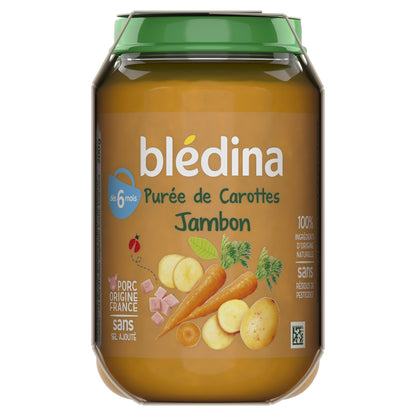 Plat Bébé Dès 6 Mois Purée de Carottes Jambon BLEDINA