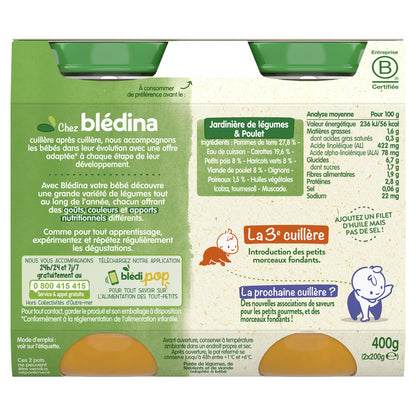 Plat Bébé Dès 8 Mois Jardinière de Légumes Poulet BLEDINA
