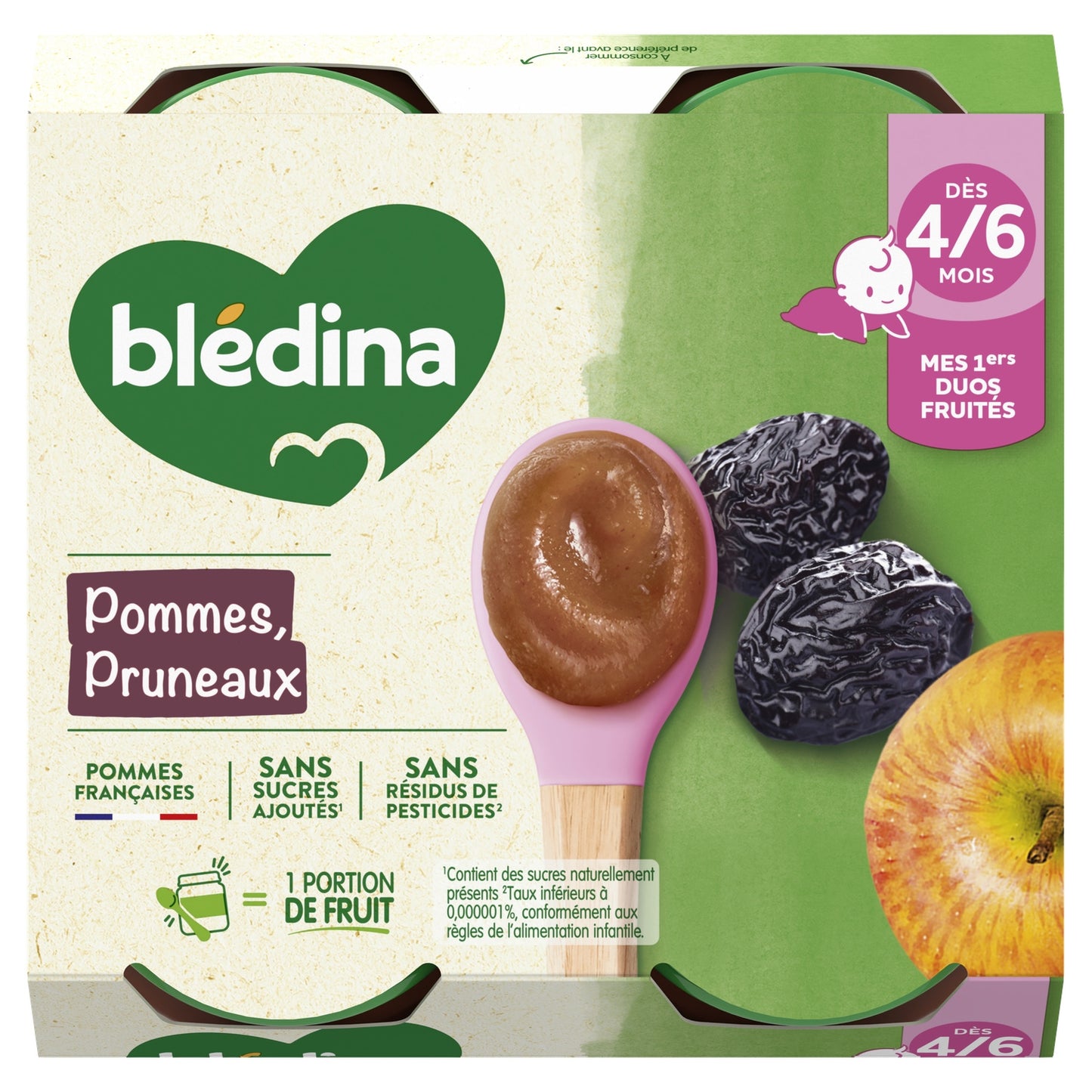 Baby Compote From 4-6 Months Apples Prunes BLEDINA
