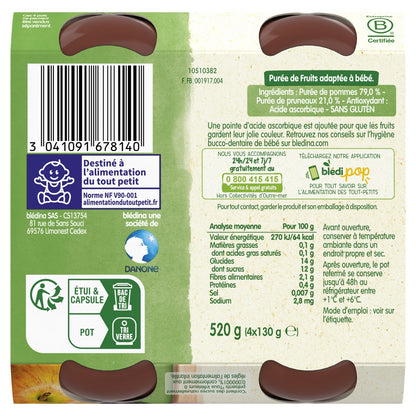 Baby Compote From 4-6 Months Apples Prunes BLEDINA