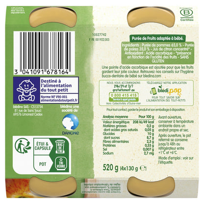 Baby Compote From 4-6 Months Apples Pear BLEDINA