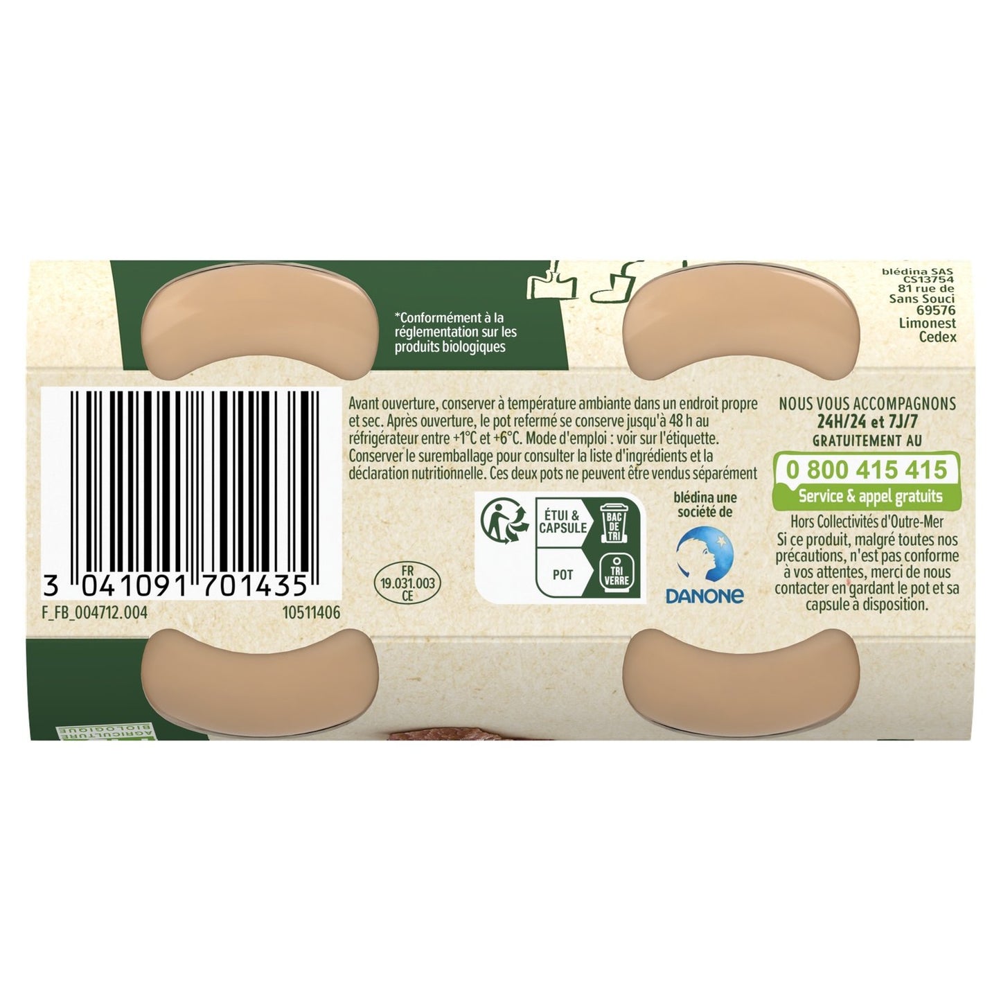 Baby Food Jar From 8 Months Crushed Carrots Green Beans Beef Les Récoltes Bio BLEDINA