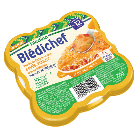 Baby Meal From 12 Months Sweet Potato, Corn and Chicken Purée Blédichef BLEDINA