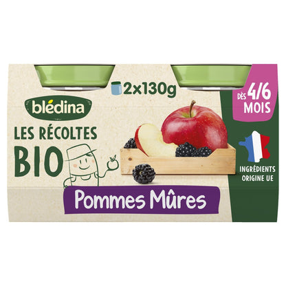 Baby Compote From 4-6 Months Ripe Apples Organic Harvests BLEDINA