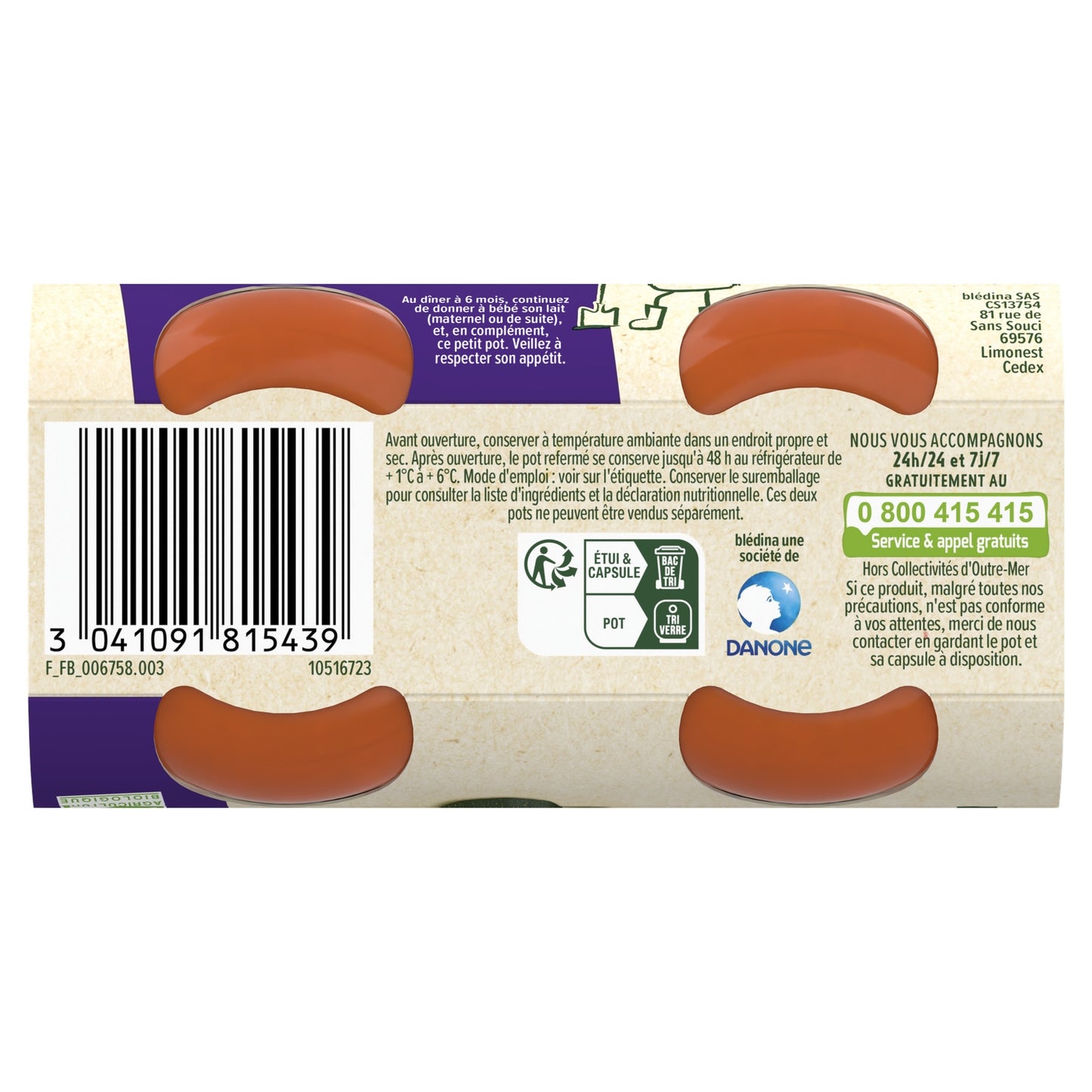 Abendgericht für Babys ab 6 Monaten Kleiner Ratatouille-Grieß Les Récoltes Bio BLEDINA