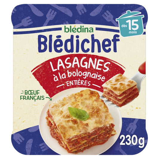 Plat Bébé Dès 15 Mois Lasagnes à la Bolognaise Blédichef BLEDINA le pot de 230g