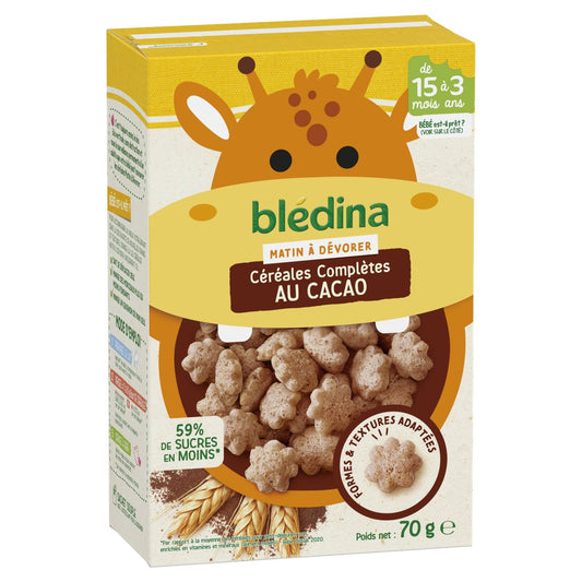 Céréales Bébé Dès 15 Mois Complètes au Cacao Mini Matin BLEDINA la boite de 70g