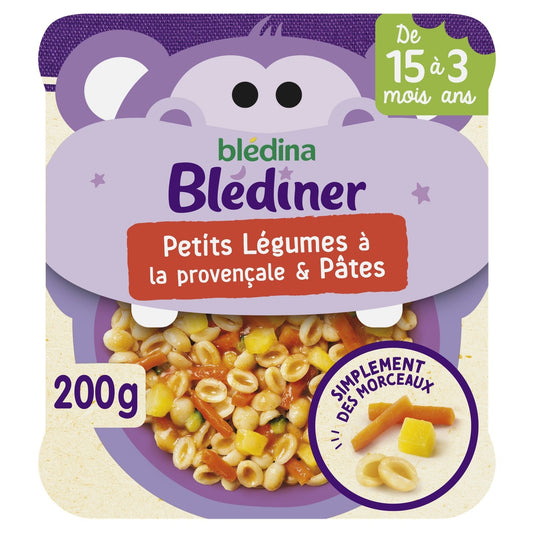 Plat Bébé du Soir Dès 15 Mois Légumes à la Provençale Pâtes Blédiner BLEDINA l'assiette de 200g