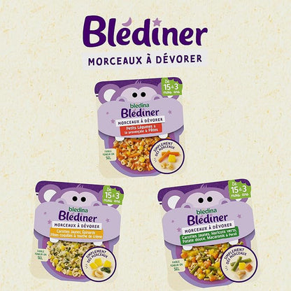 Baby Evening Meal From 15 Months Carrots Spinach Pasta and Cream Blédiner BLEDINA