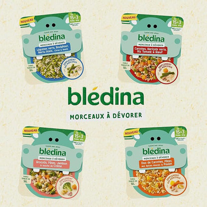 Plat Bébé Dès 15 Mois Brocolis Pâtes Jambon et Crème Morceaux à Dévorer BLEDINA