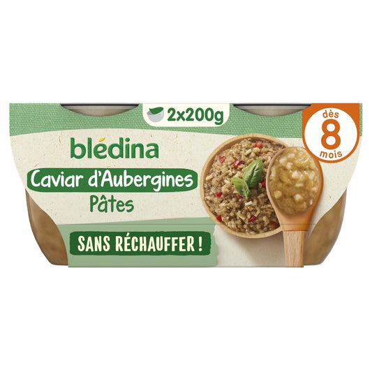 Cold Baby Dish From 8 Months Eggplant Caviar and Small BLEDINA Pasta
