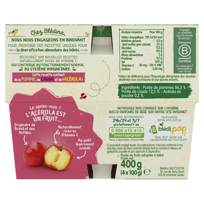 Baby Compotes From 6 Months Apple Blackcurrant Acerola BLEDINA