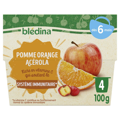 Baby Fruit Puree From 6 Months Apple Orange Acerola BLEDINA