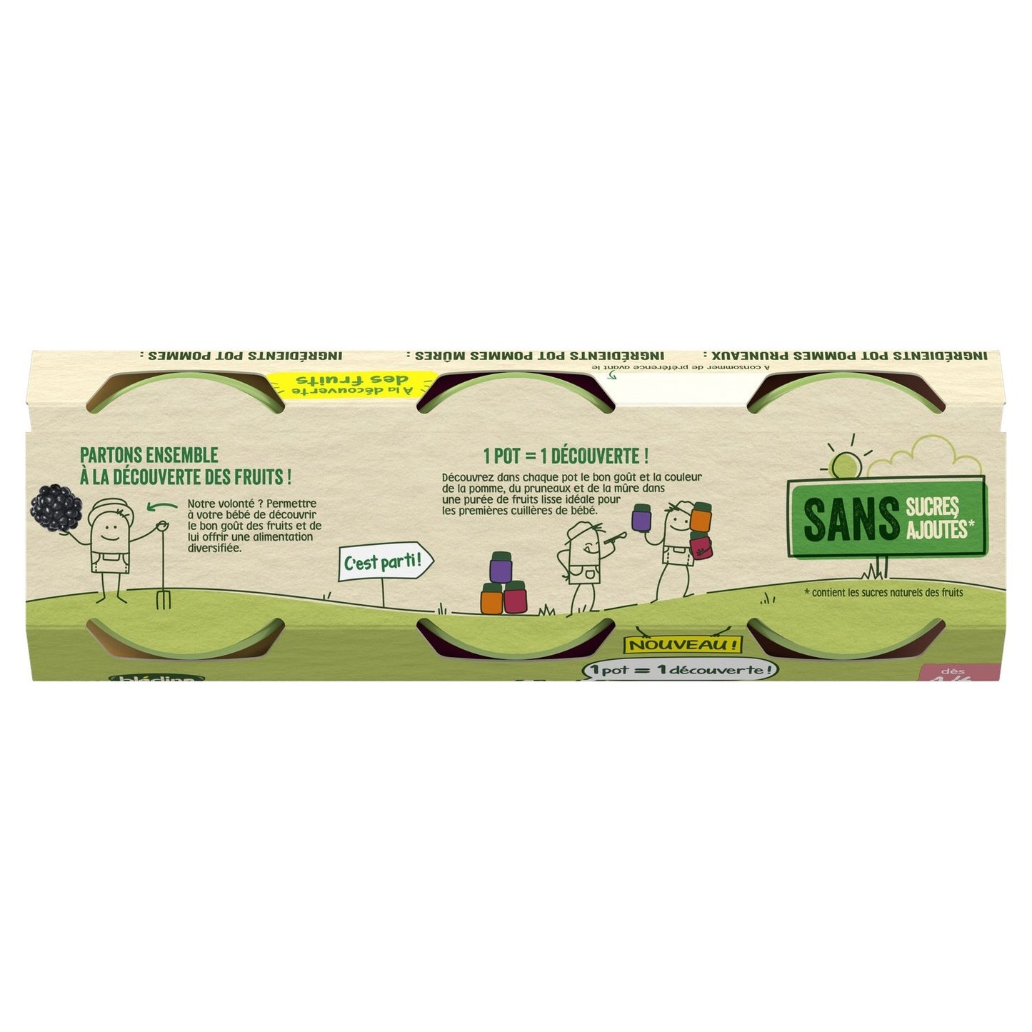 Baby Food Pot Compotes From 4-6 Months Apples Blackberries Prunes Les Récoltes Bio BLEDINA