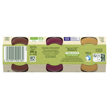 Baby Food Pot Compotes From 4-6 Months Apples Blackberries Prunes Les Récoltes Bio BLEDINA