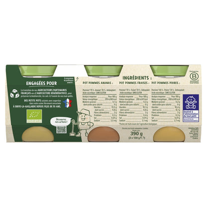 Baby Food Pots From 4-6 Months Apples Pears Strawberries Pineapple Les Récoltes Bio BLEDINA