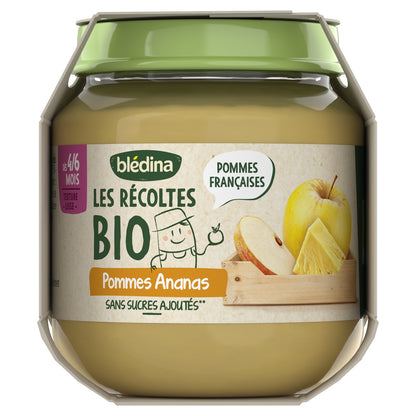Baby Food Pots From 4-6 Months Apples Pears Strawberries Pineapple Les Récoltes Bio BLEDINA