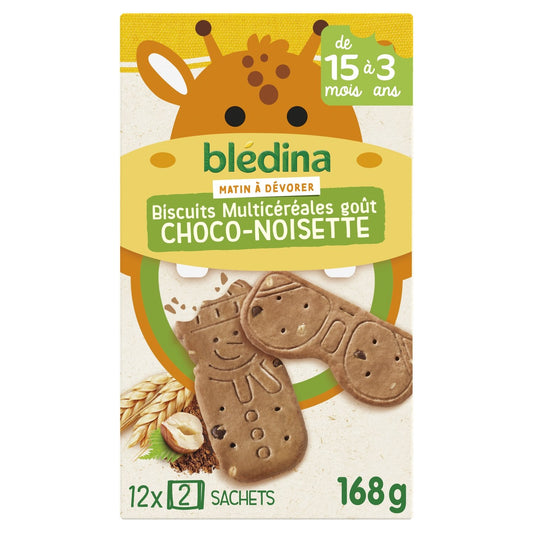 Biscuits Bébé Multi Céréales Chocolat Noisettes Matin à Dévorer BLEDINA la paquet de 168g