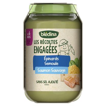 Babygericht ab 6 Monaten Spinat Grieß Lachs Les Récoltes Engagées Blédina BLEDINA
