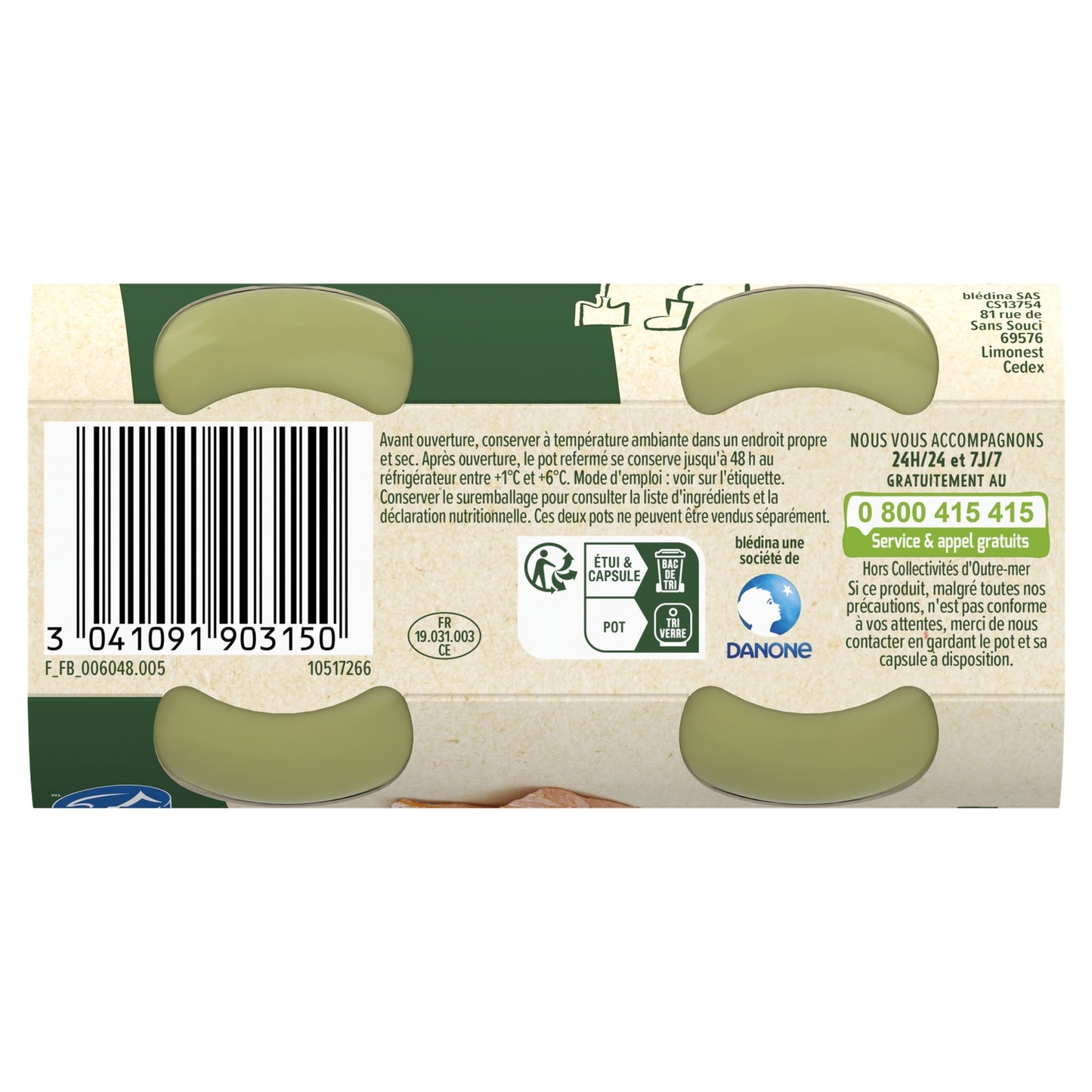 Babygericht ab 6 Monaten Spinat Grieß Lachs Les Récoltes Engagées Blédina BLEDINA