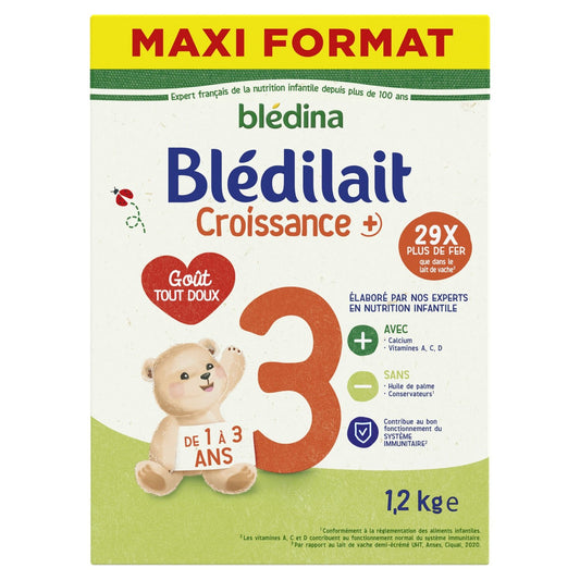Lait Bébé en Poudre 3ème Âge Dès 12 Mois Croissance + BLEDINA le pot de 1,2Kg
