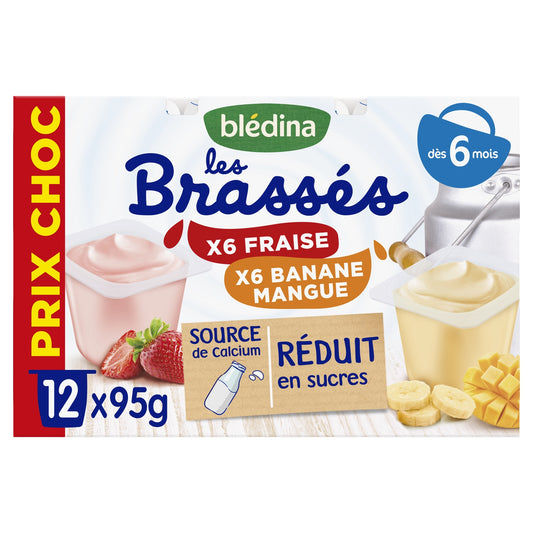 Baby Dessert from 6 Months, Strawberry Banana Mango Brassés BLEDINA