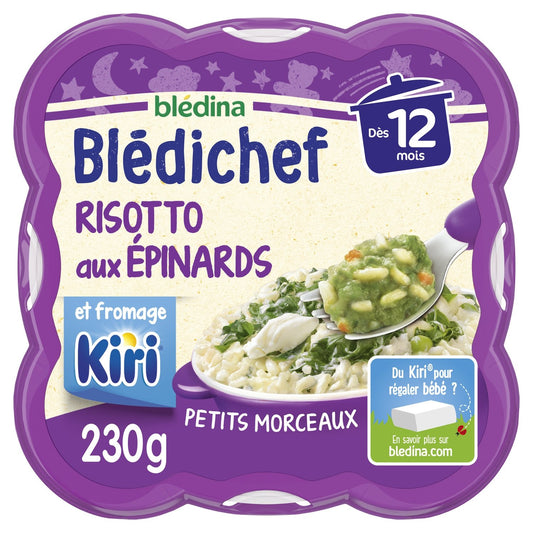 Plat Bébé du Soir Dès 12 Mois Risotto aux Épinards Blédichef BLEDINA le pot de 230g
