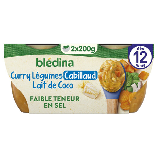 Baby Dish Vegetable Curry Cod &amp; Coconut Milk in Pieces From 12 Months BLEDINA