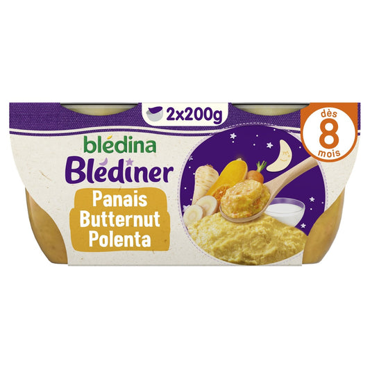 Plat Bébé du Soir Dès 8 Mois Panais Butternut et Polenta Blédiner BLEDINA les 2 bols de 200g