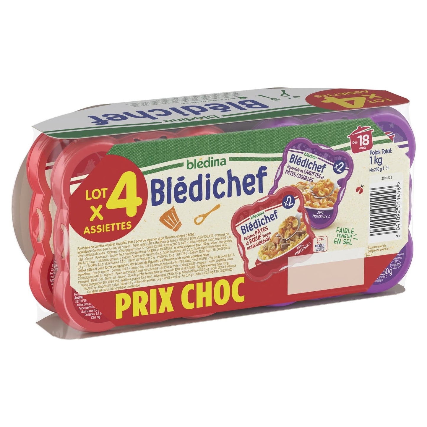 Plat bébé dès 18 mois Farandoles de Carottes et Pâtes Coquilles BLEDINA 