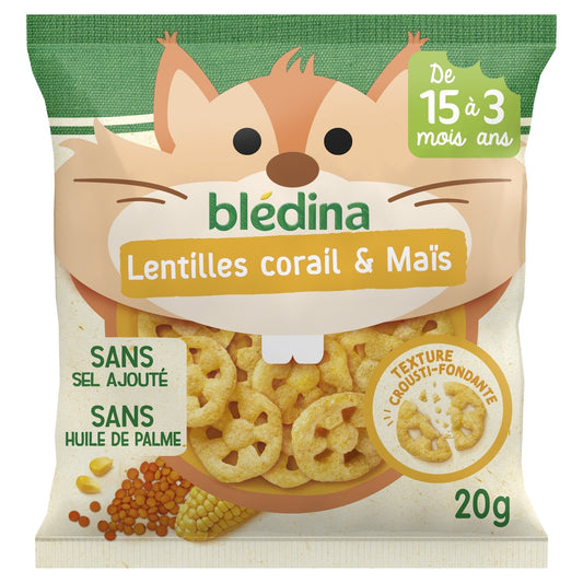 Biscuit Bébé Lentilles Corail et Maïs Dès 15 Mois BLEDINA le paquet de 20g